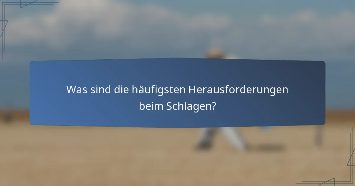 Was sind die häufigsten Herausforderungen beim Schlagen?