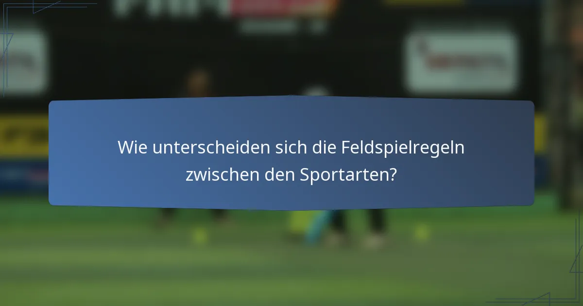 Wie unterscheiden sich die Feldspielregeln zwischen den Sportarten?
